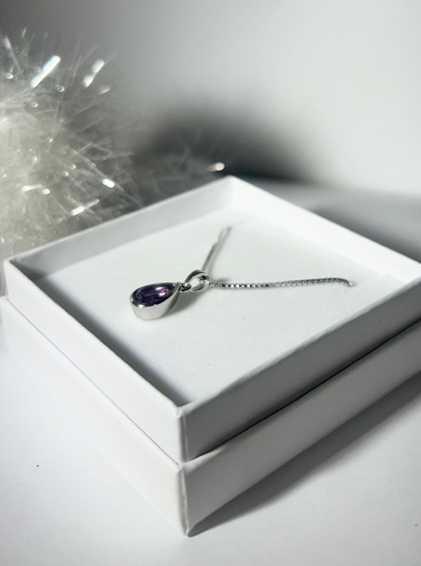Sølv Smykke. Lilla Ametyst