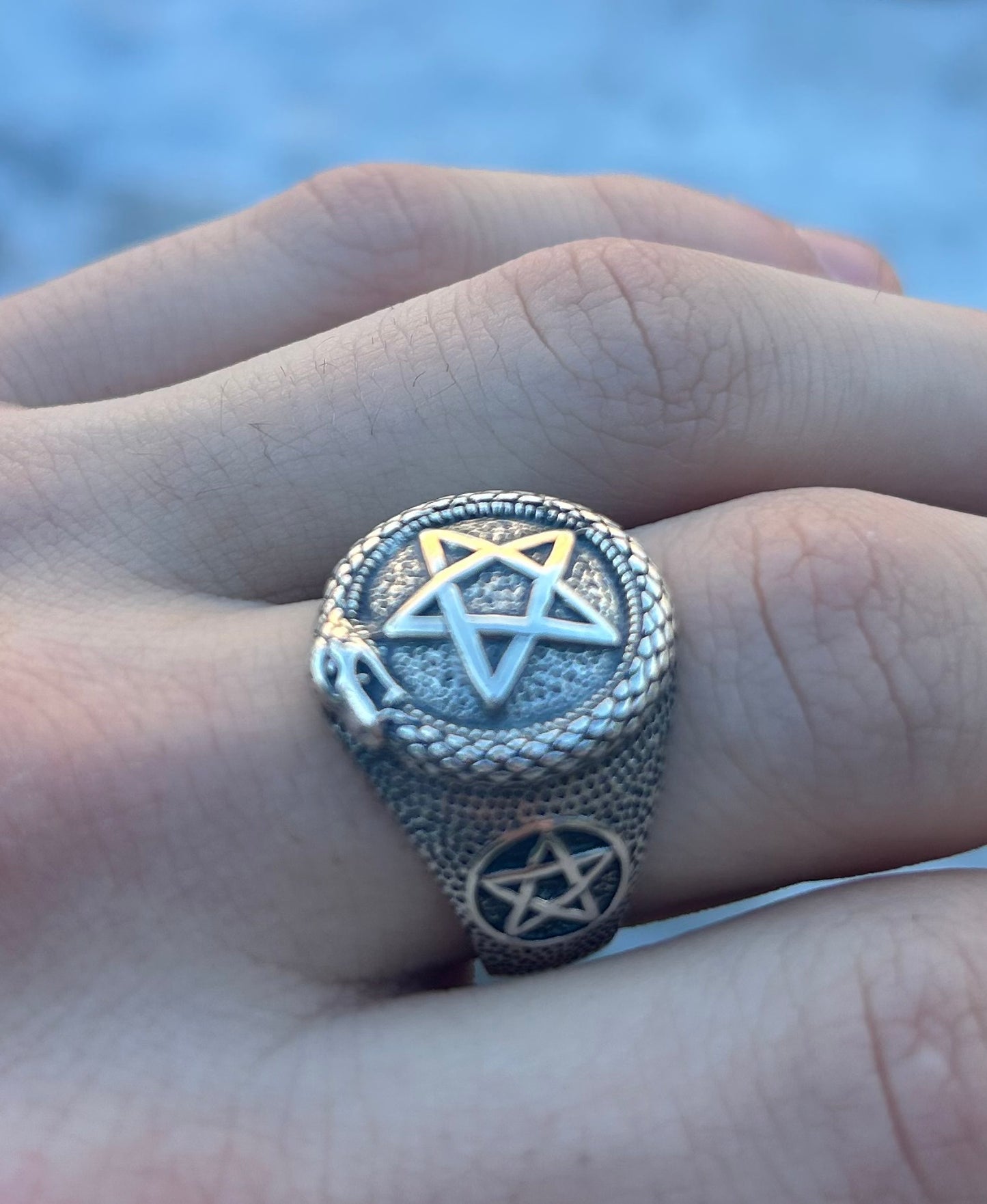 Ring Snake Star Oxiderat Sølv