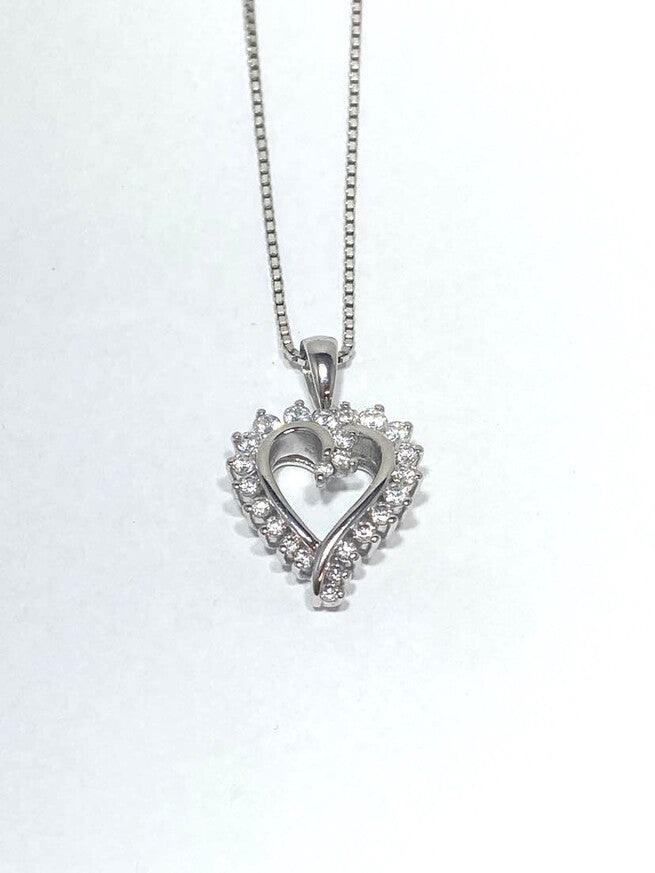 Sølvhjerte med zirkonia - lite