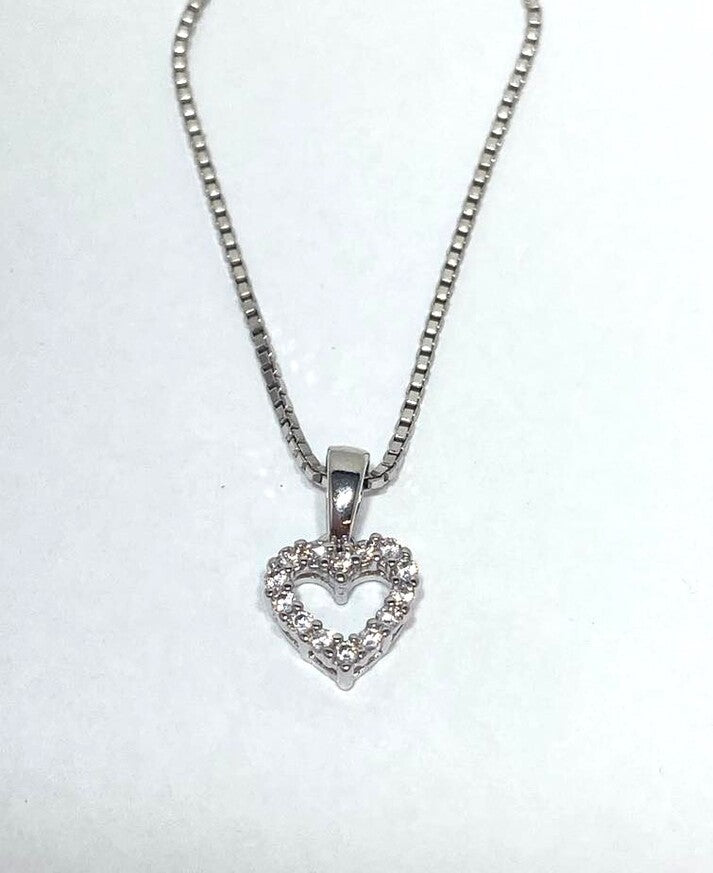 Sølvhjerte med zirkonia