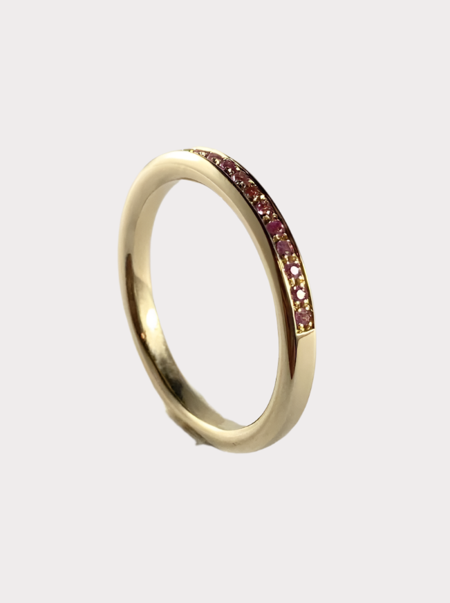 Rekkering - gult gull - rosa safir