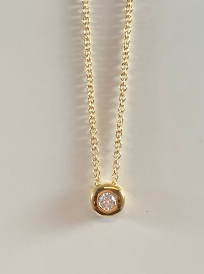 Kjede i gult gull med diamant
