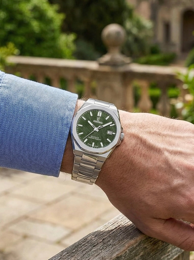 Festina Swiss Made men's green Classic Steel watch F20100/2