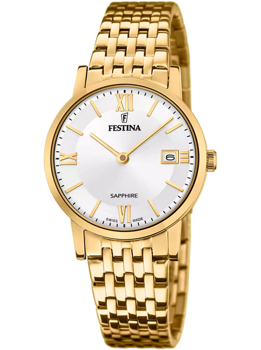 Festina Swiss Made dameklokke - Silver steel strap