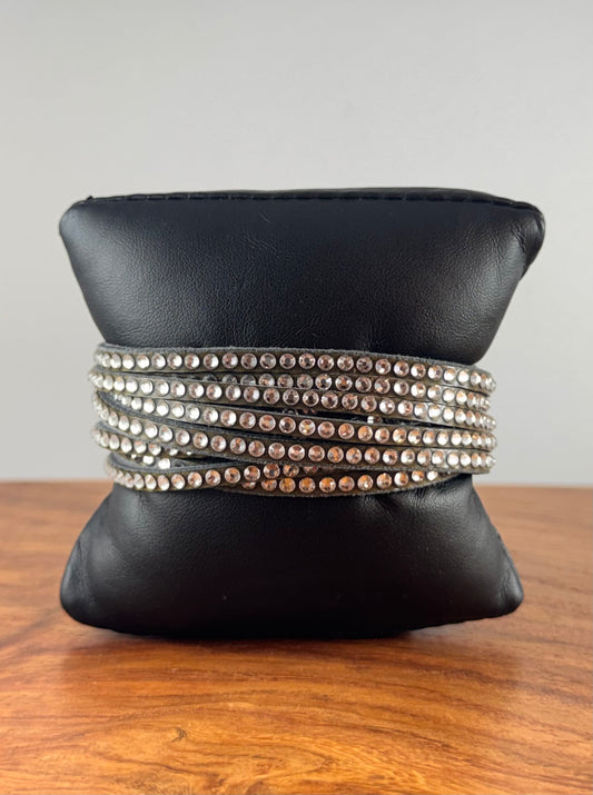 Swarovski Skinn Armbånd - Grå