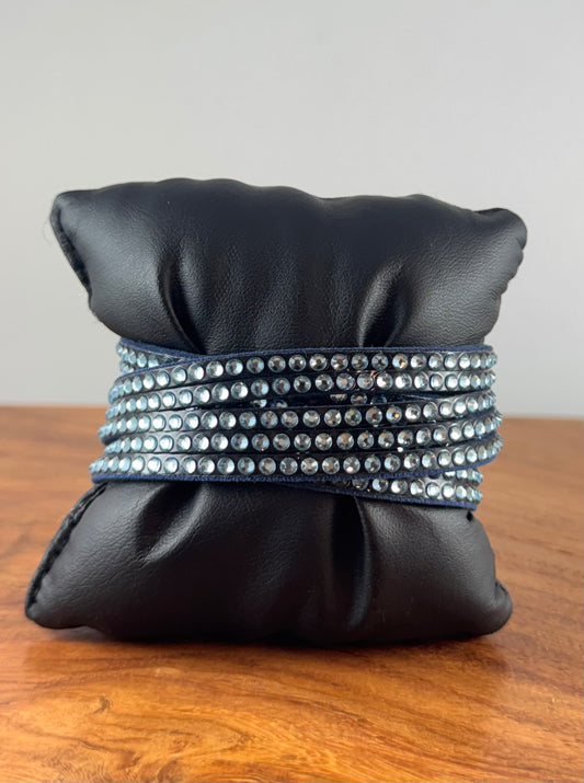 Swarovski Skinn Armbånd - Blå