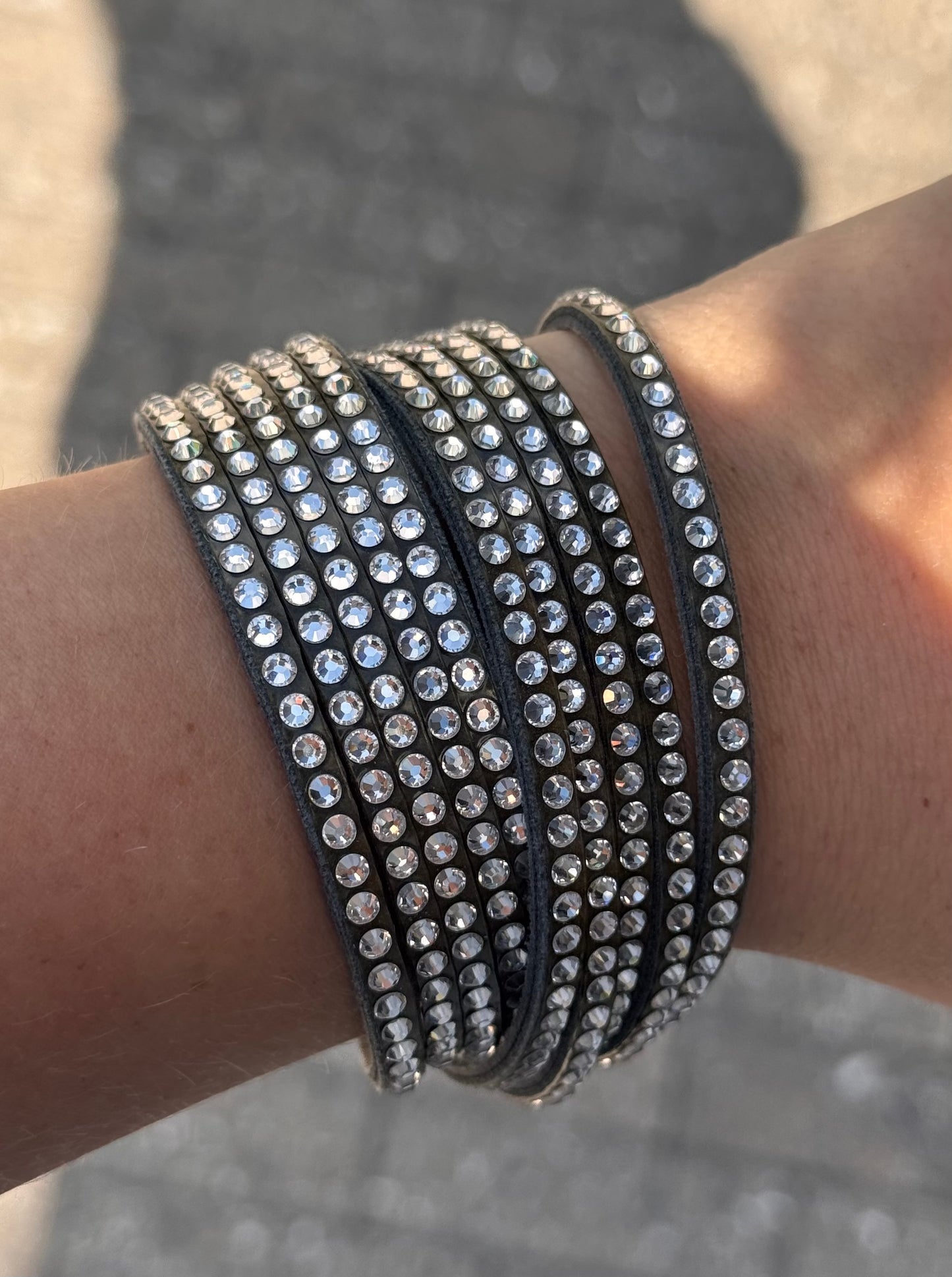Swarovski Skinn Armbånd - Grå