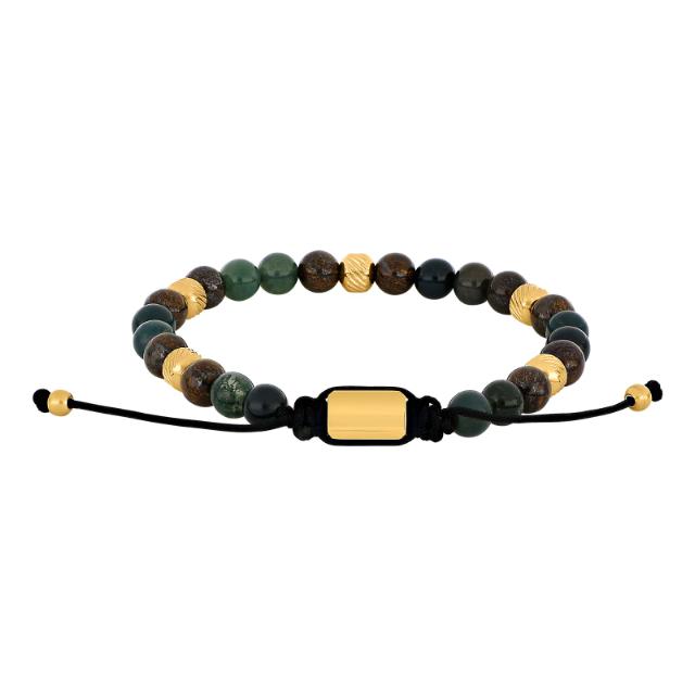 SON of noa armbånd moss agate/ilmenite bronzitite og IP gold